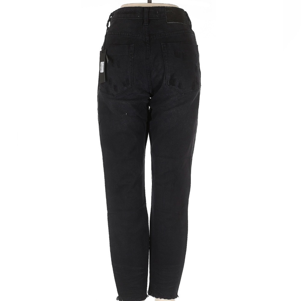 One Teaspoon Freebirds High Rise Skinny Jeans Black Distressed Raw Hem 24 NWT - Picture 3 of 6